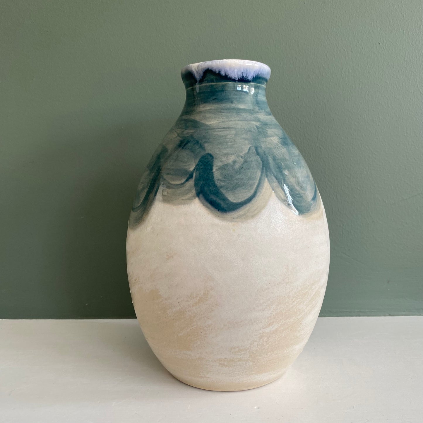 Scallop Blue Flower Vase, Bud Vase, Stoneware Handmade vase