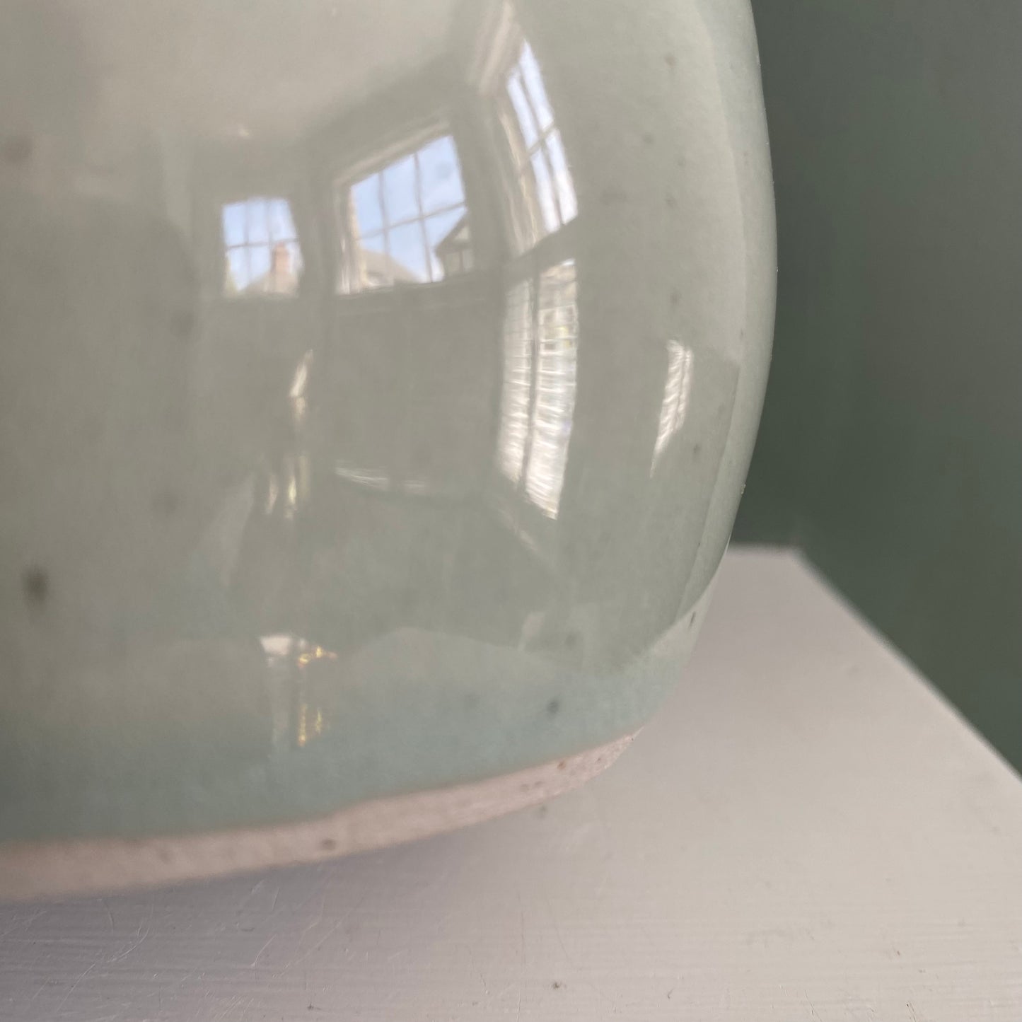 Light Blue Egg Celadon Bud Vase, Gas Fired Reduction