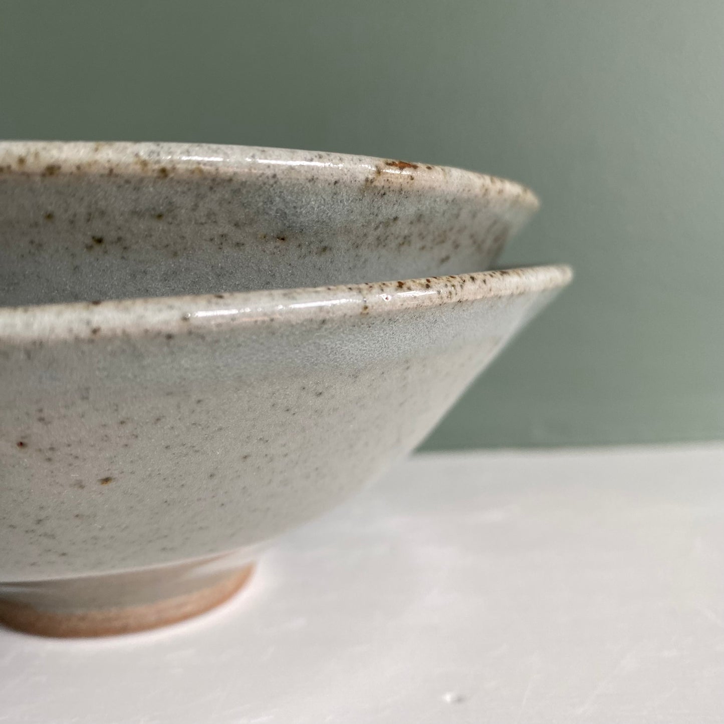 Mid Century Inspired Ceramic Stoneware small bowl with flower design, reduction gas fired