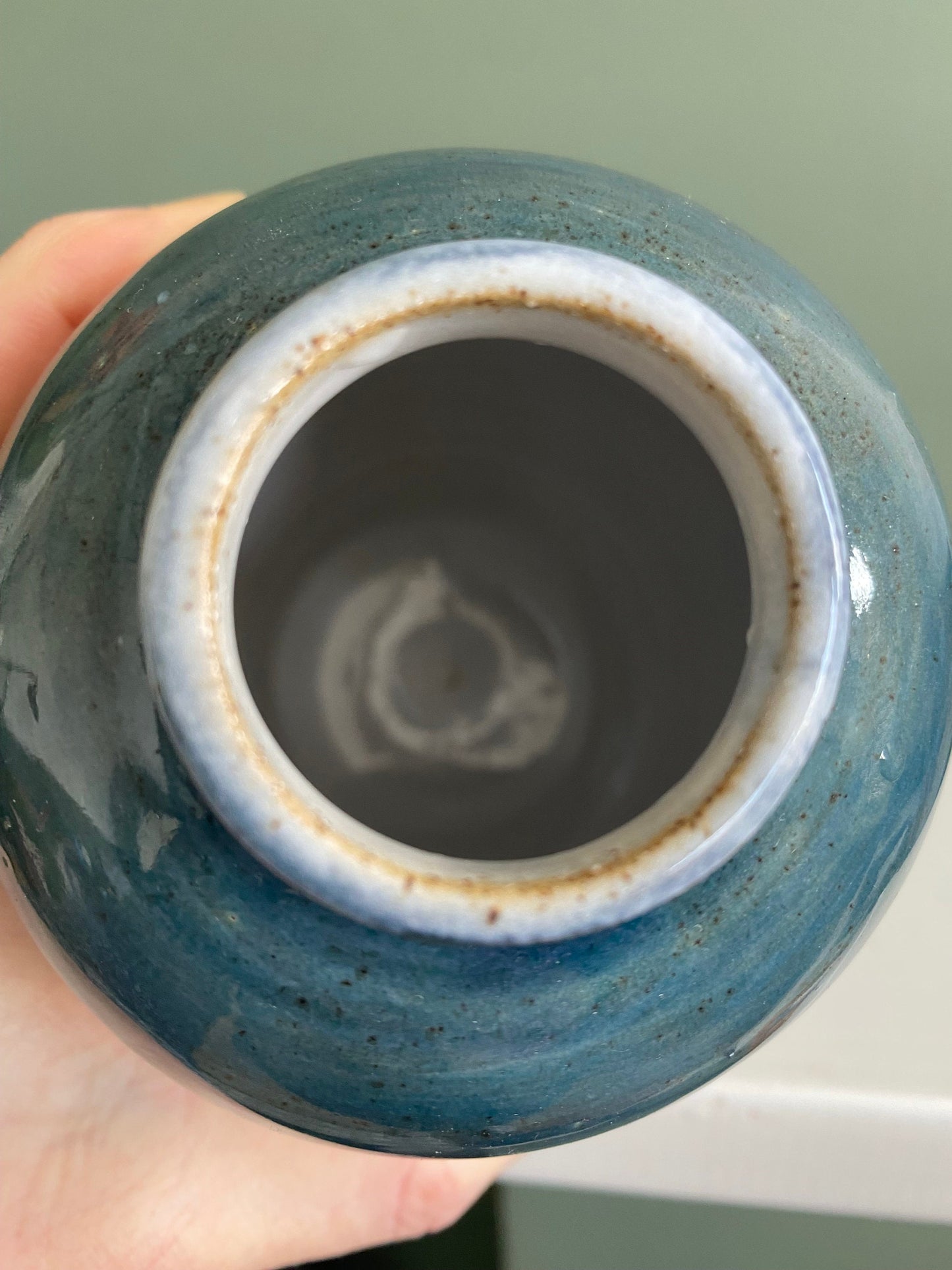 Blue and Neutral two tone, Bud Vase, Stoneware Handmade vase